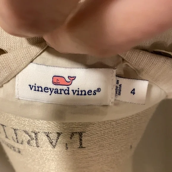 Vineyard Vines linen cap sleeve ivory dress size 4​ - Picture 8 of 9